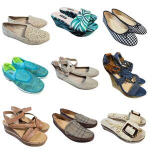 Bulk Women’s Flats and Sandals Shoe Lot of 9 Name Brand Wholesale Reseller
